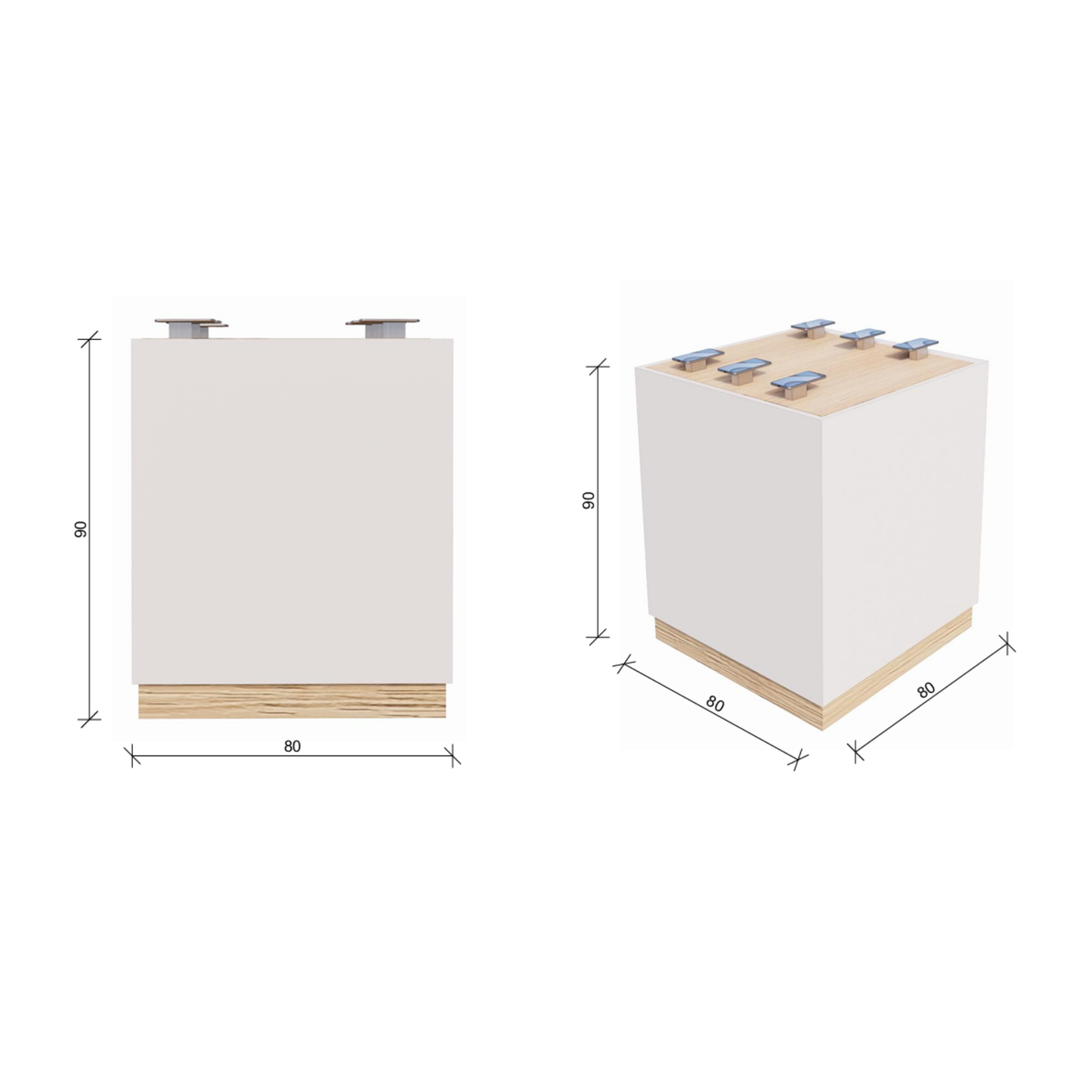 Moderner Präsentationstisch 80 x 80 x 90 Zentimeter