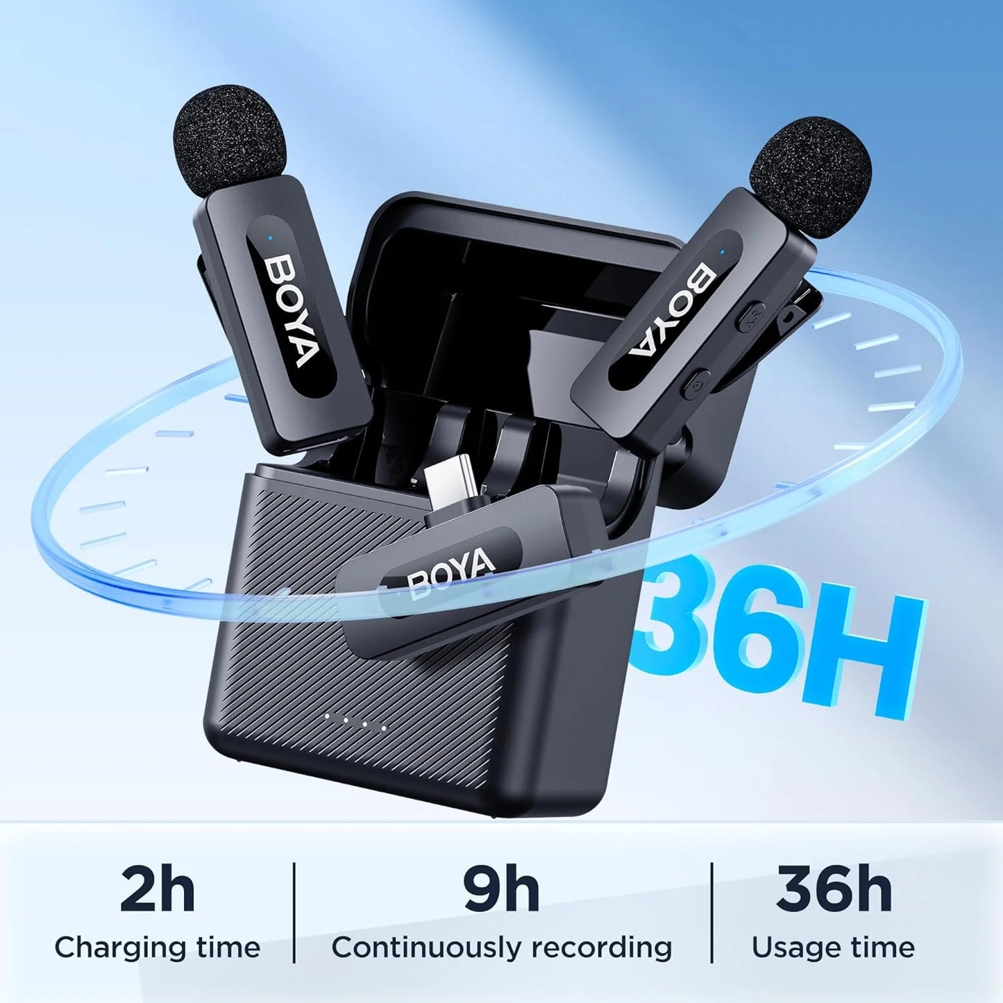 BOYA BY‑V3 2‑Kanal Wireless Lavalier-Mikrofon mit Ladeetui