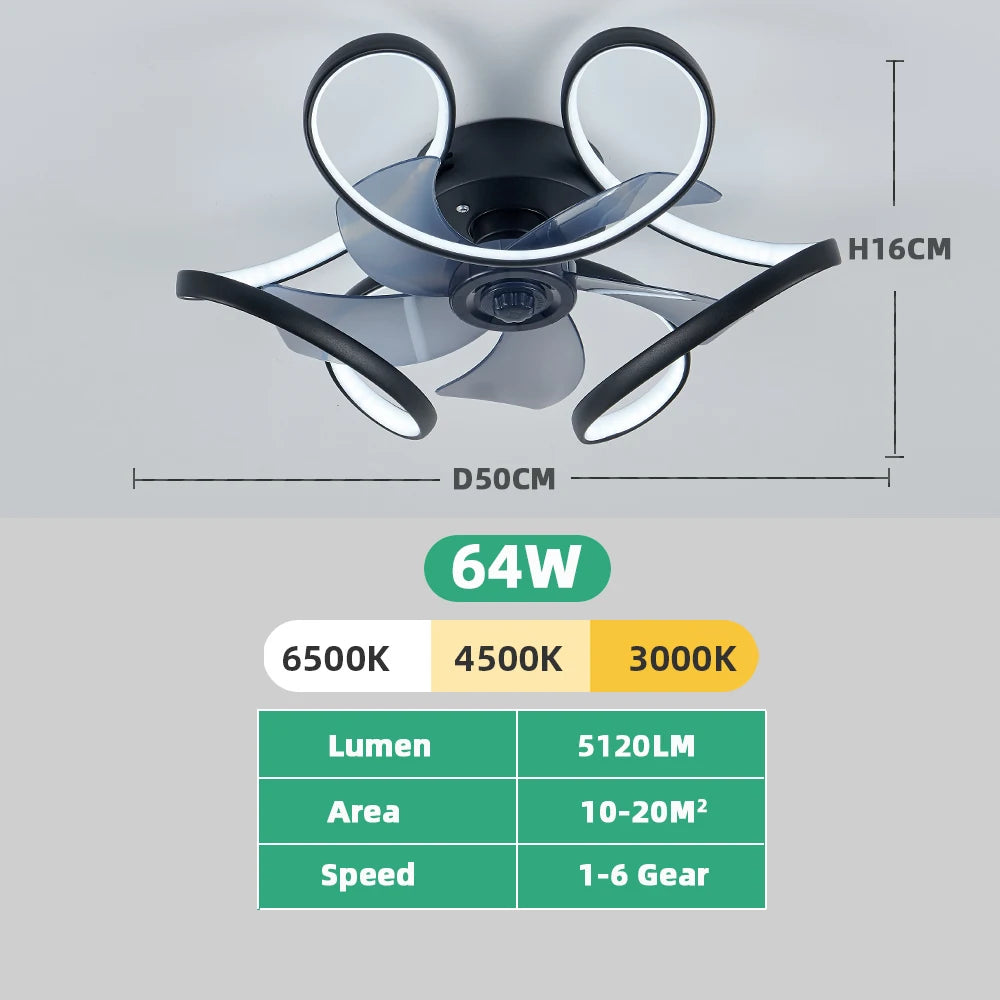 Moderner Deckenventilator mit LED-Licht – IRALAN BY‑601‑500‑1, inkl. Fernbedienung, dimmbar, 6 Geschwindigkeiten