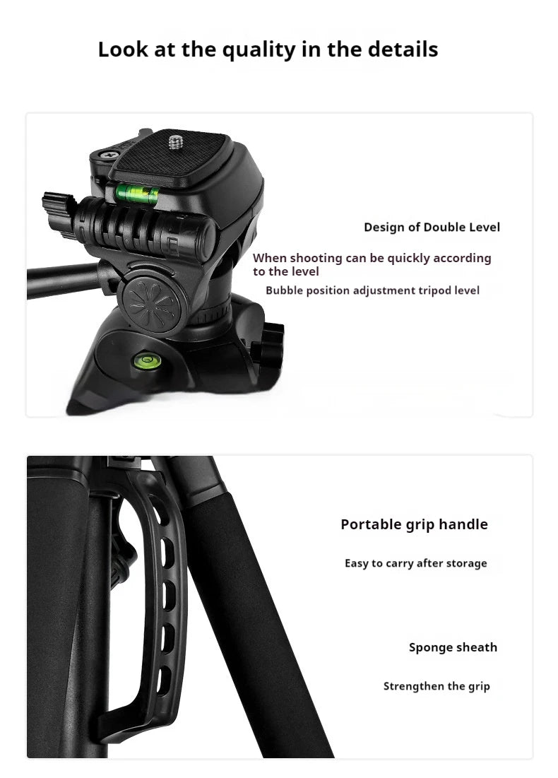 Walking Way F550T – Robustes Aluminium-Mini‑Stativ für Videokamera & Smartphone