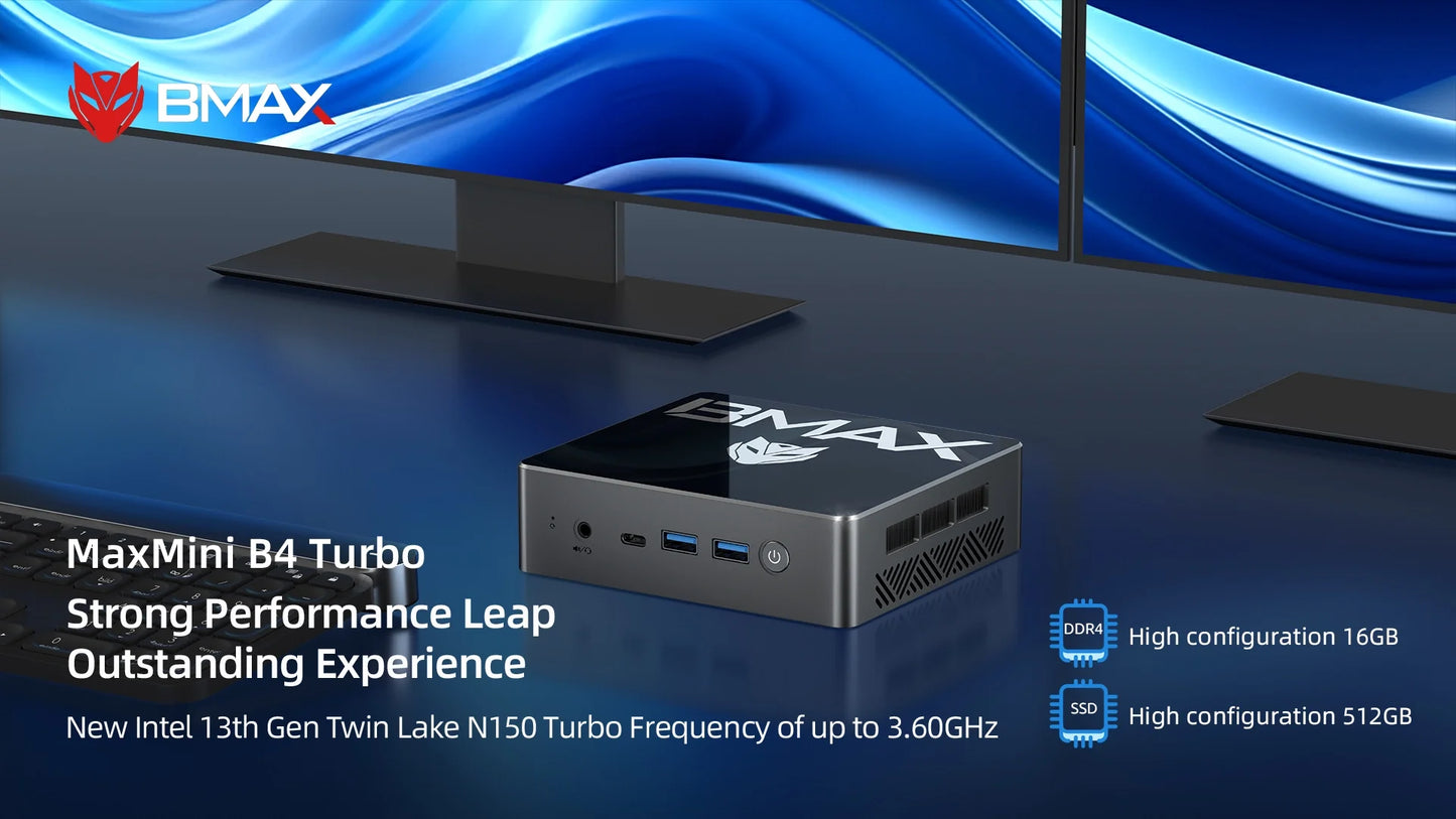 BMAX Mini-PC B4 Turbo – Kompakter Allrounder mit Intel® N150 & 16 GB RAM