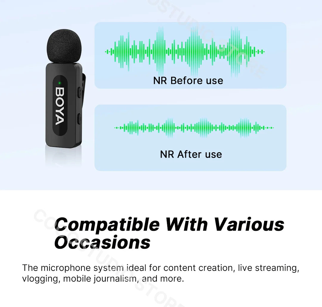 BOYA BY‑V3 2‑Kanal Wireless Lavalier-Mikrofon mit Ladeetui