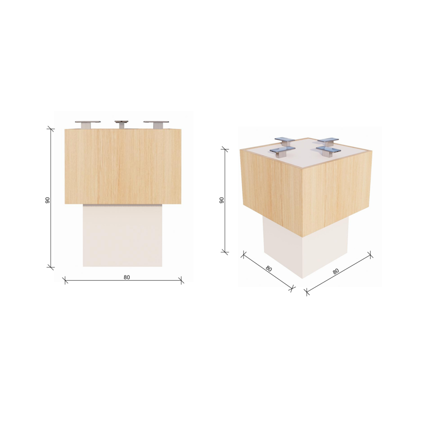 Moderner Präsentationstisch  80 x 80 x 90 Zentimeter