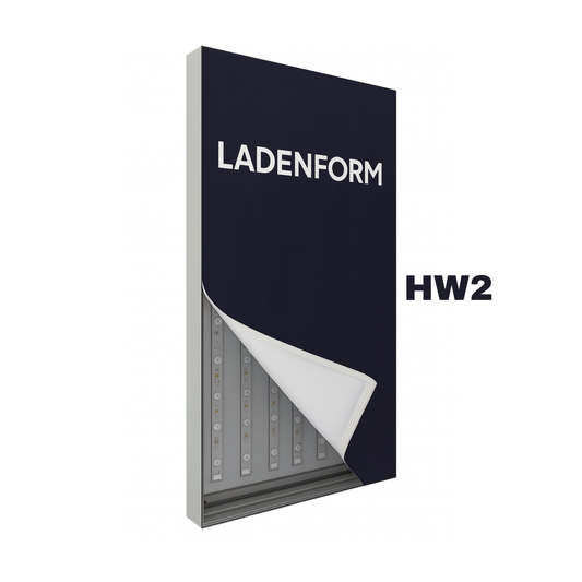 LED-Leuchtrahmen Textil HW2 200cm x 100cm & 10 cm tief inkl. Tuch & Druck