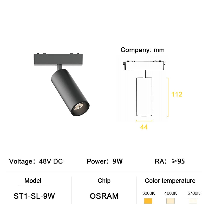 Ultradünne magnetische Aluminium-Schienenleuchte der ST1-Serie, 6 mm