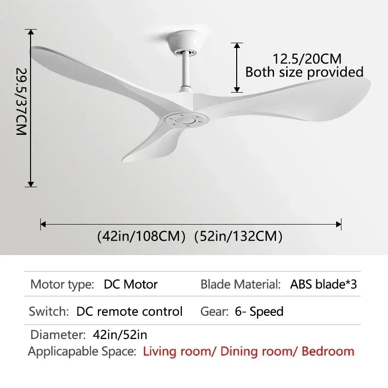 52 Zoll DC-Deckenventilator mit Fernbedienung & ABS-Flügeln