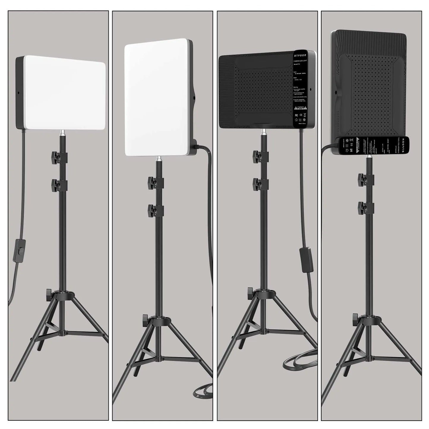 BTFOOR LED Foto‑Studio Lichtpanel 3300–5600 K (Bi‑Color, mit Stativ, EU‑Stecker)