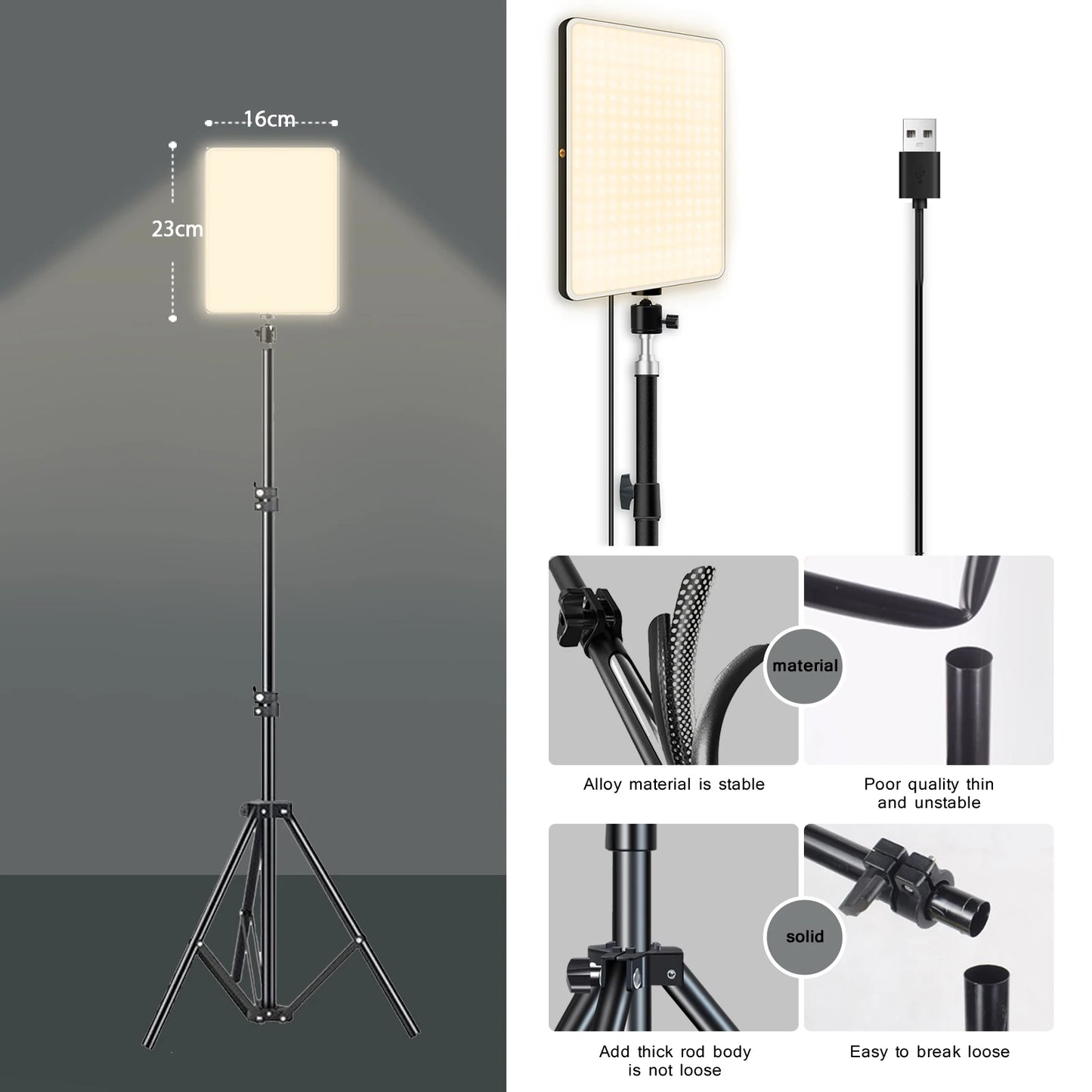 LED-Videoleuchten, Konferenzfotografie, Beleuchtung, Selfie-Licht, Fotostudio-Lampe mit Stativ für Live-Streaming, TikTok Zoom