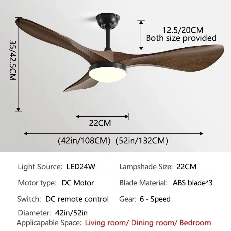 52 Zoll DC-Deckenventilator mit Fernbedienung & ABS-Flügeln
