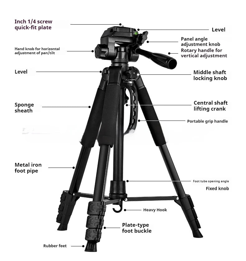 Walking Way F550T – Robustes Aluminium-Mini‑Stativ für Videokamera & Smartphone