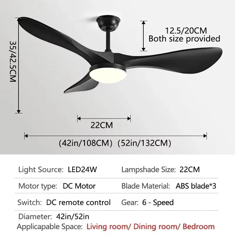 52 Zoll DC-Deckenventilator mit Fernbedienung & ABS-Flügeln