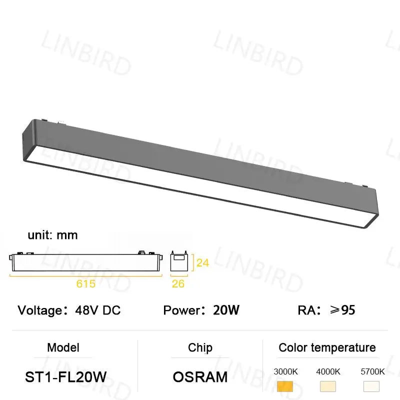 Ultradünne magnetische Aluminium-Schienenleuchte der ST1-Serie, 6 mm