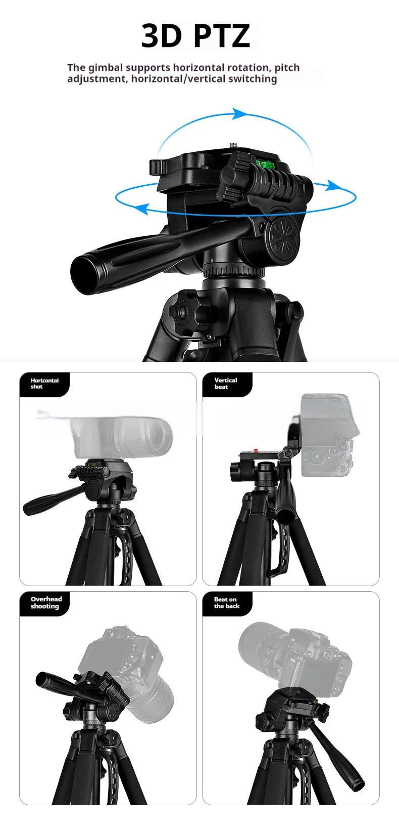 Walking Way F550T – Robustes Aluminium-Mini‑Stativ für Videokamera & Smartphone