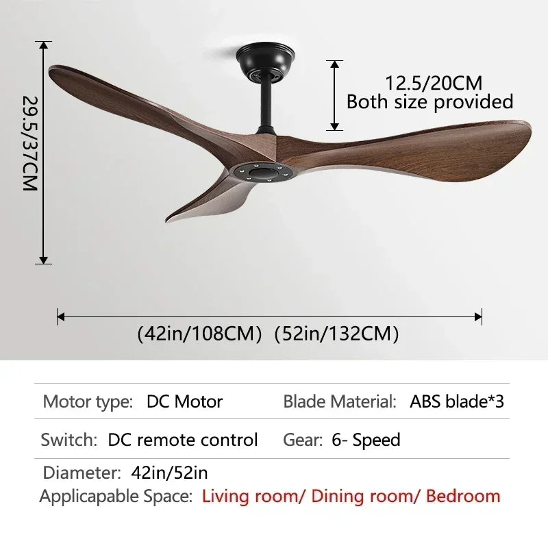 52 Zoll DC-Deckenventilator mit Fernbedienung & ABS-Flügeln