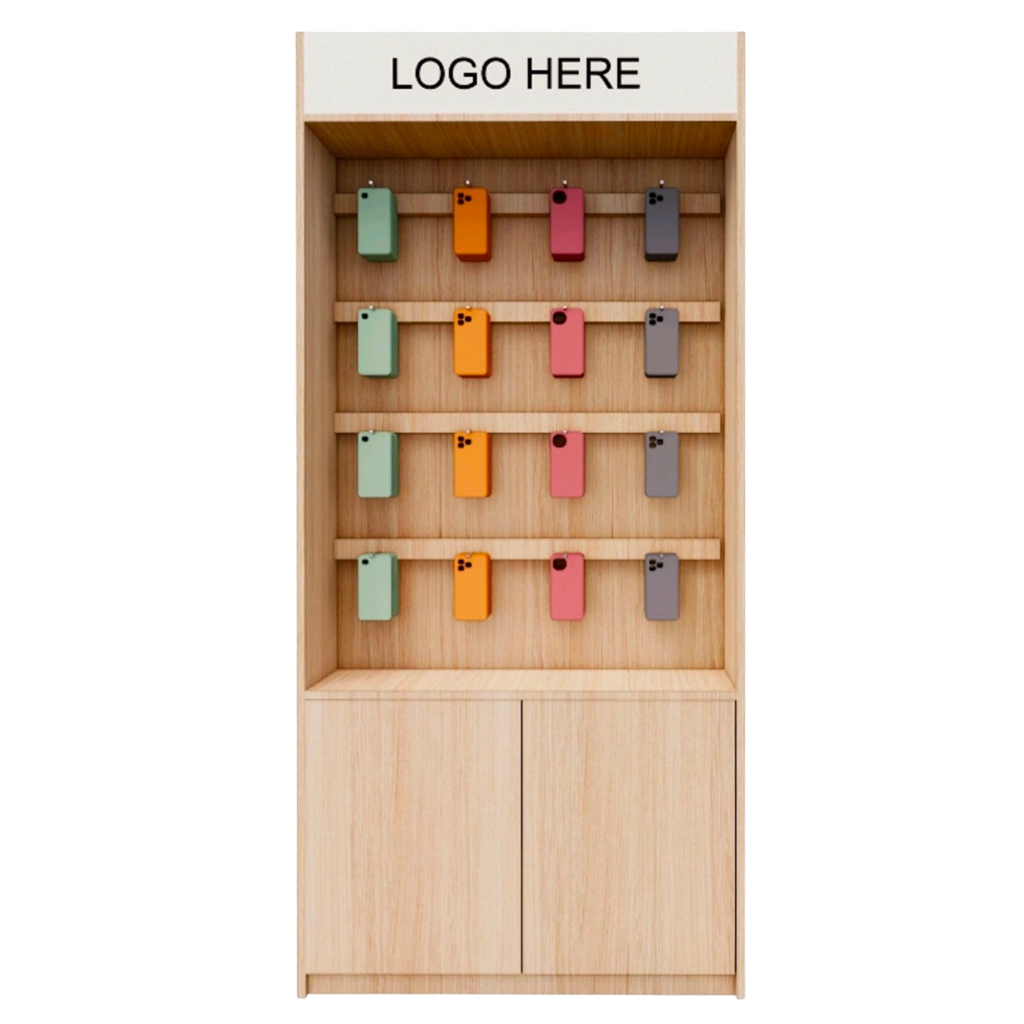 Zubehör-Regal für Mobilfunkshops – Modern, flexibel & beleuchtet