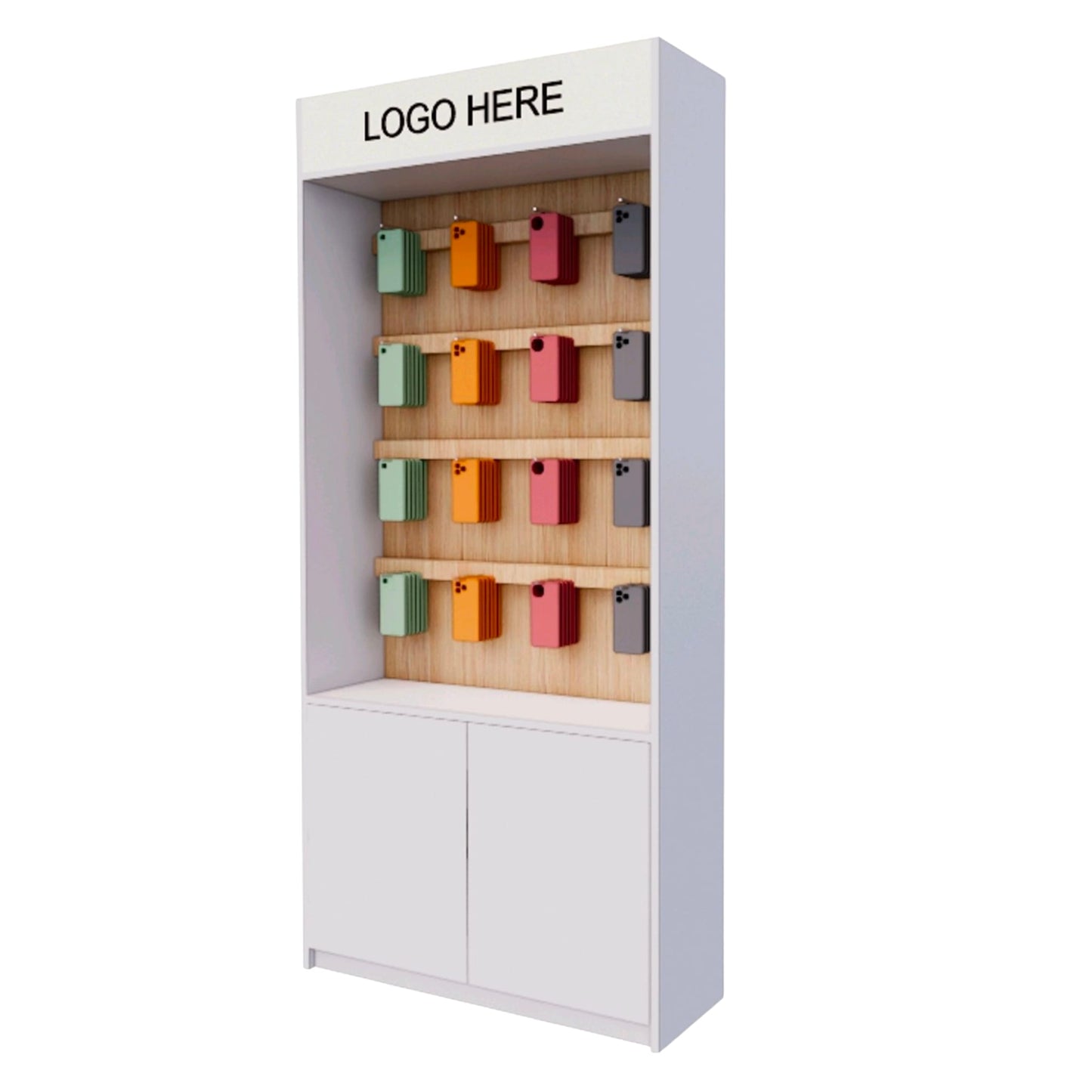 Zubehör-Regal für Mobilfunkshops – Modern, flexibel & beleuchtet