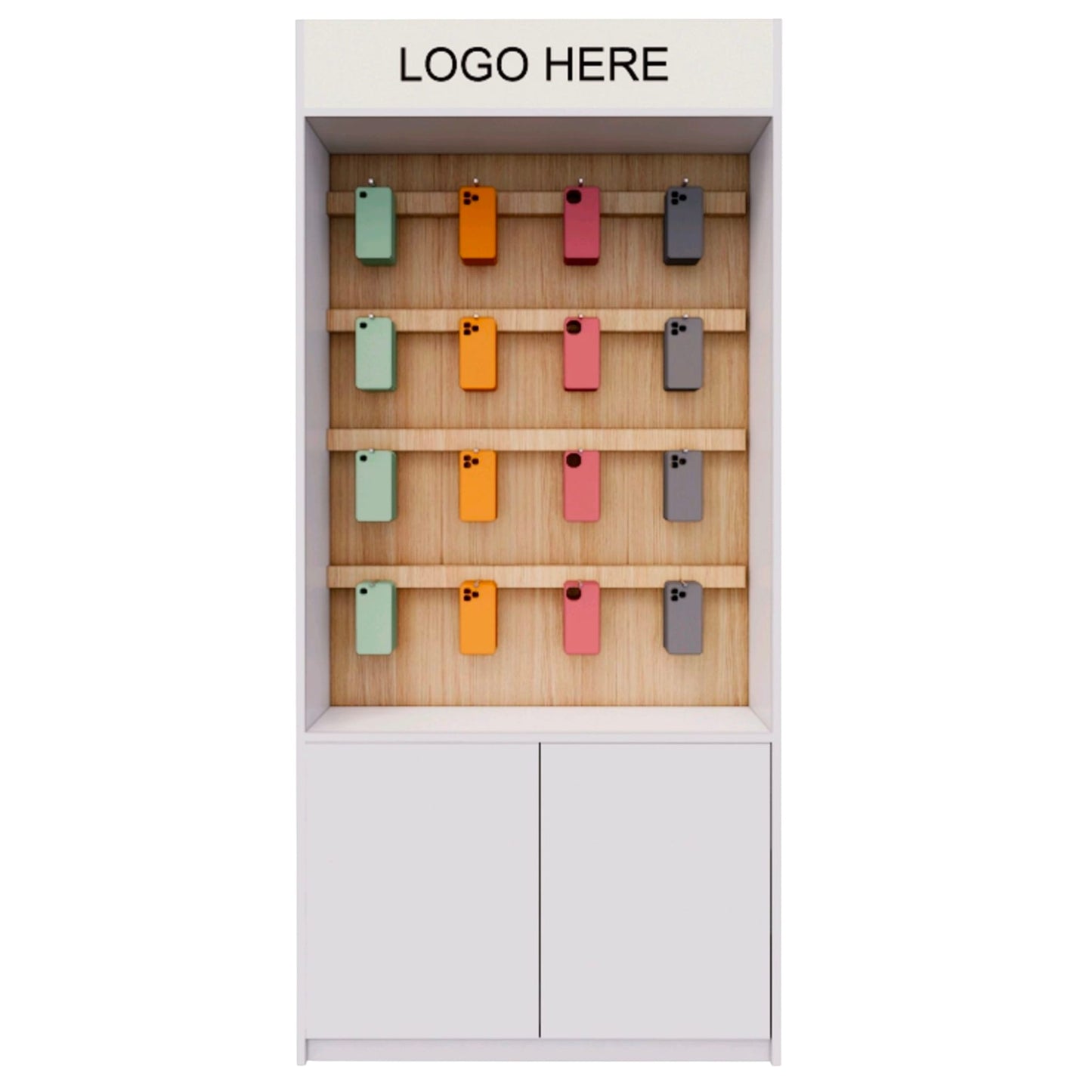 Zubehör-Regal für Mobilfunkshops – Modern, flexibel & beleuchtet